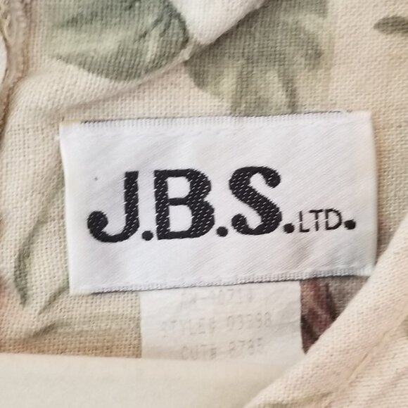 J.B.S. Ltd Linen Heavyweight Pleated Tan Floral Dress - Picture 3 of 8